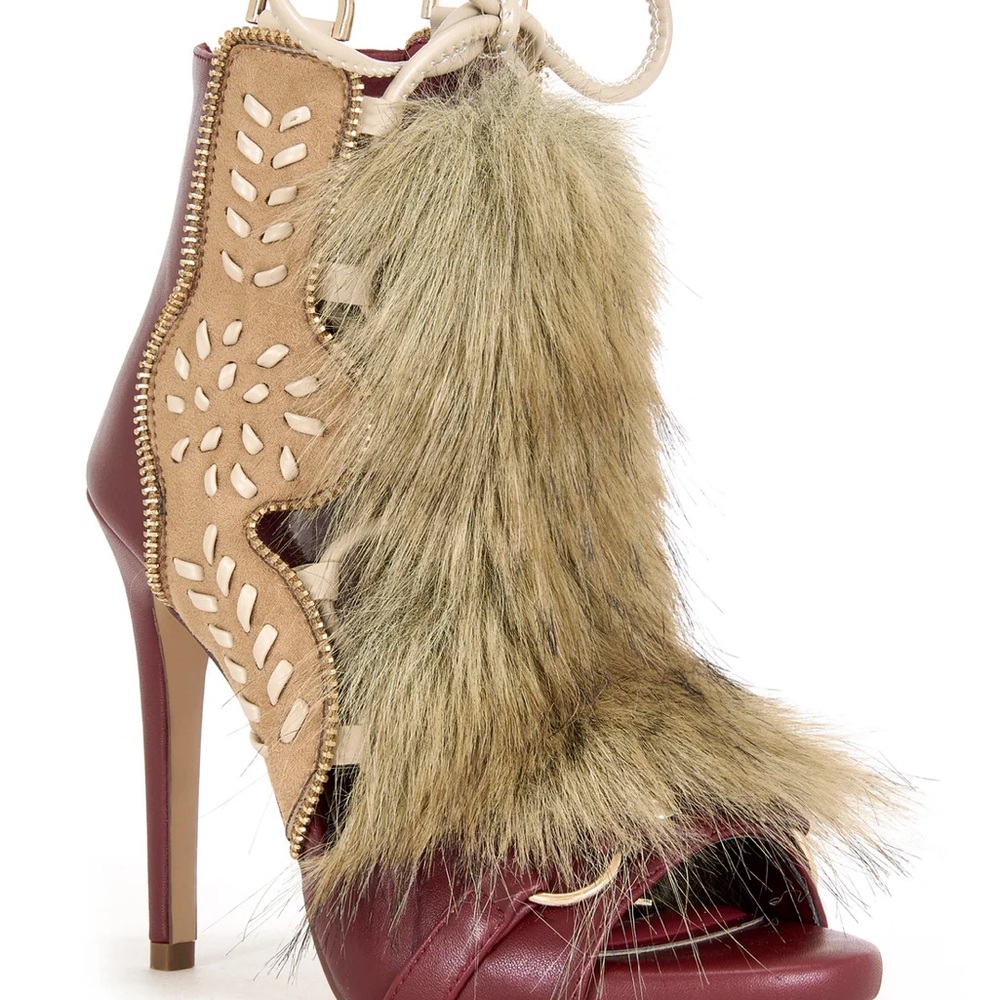 Azalea Wang Shainy faux fur heels